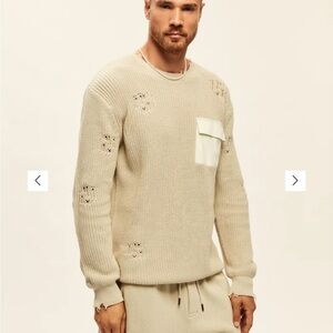 SER.O.YA Men's Sage Destressed Over-Sized Devin Sweater Sz Sm